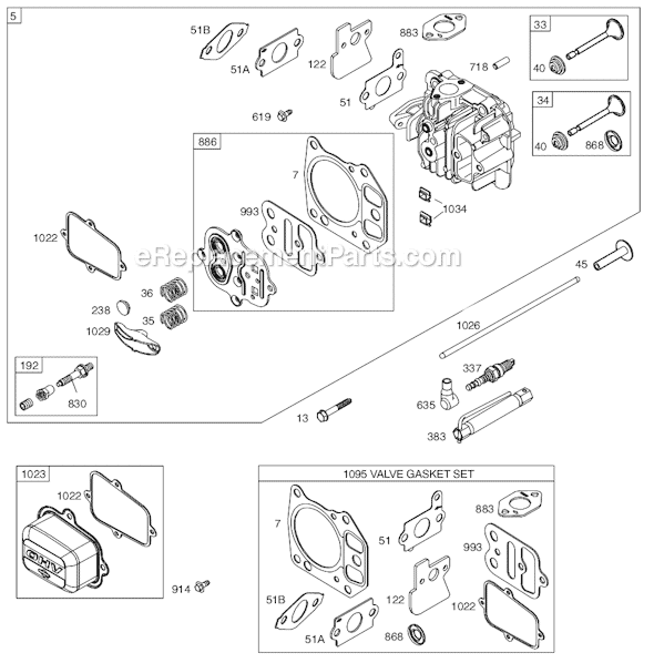 Page B Diagram and Parts List for 12D600SERIES 0015-0119 Briggs and Stratton Engine